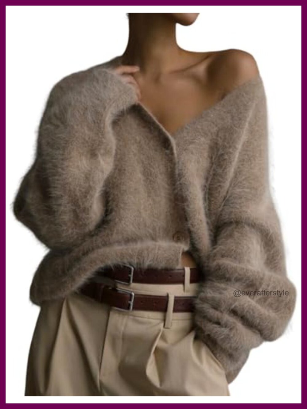 Oversized Fuzzy Knit Cardigan V-Neck Button Down Long Sleeve Sweater